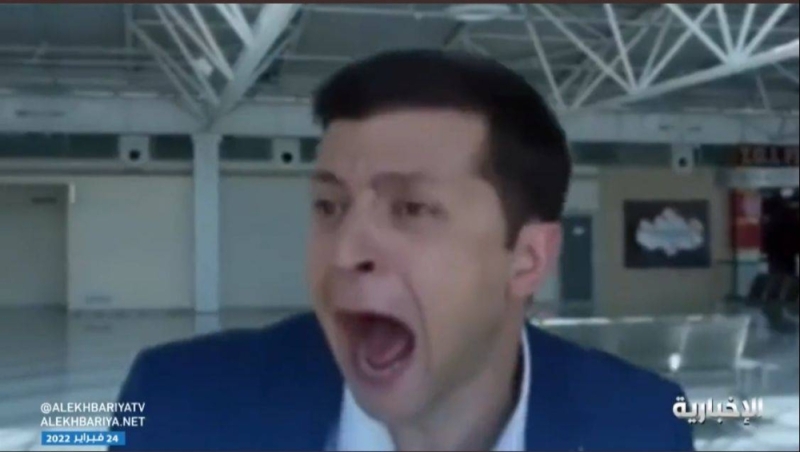 شاهد..الرئيس الأوكراني يظهر في مسلسل قبل 7 سنوات وهو يصرخ خوفًا على بلاده من غزو محتمل