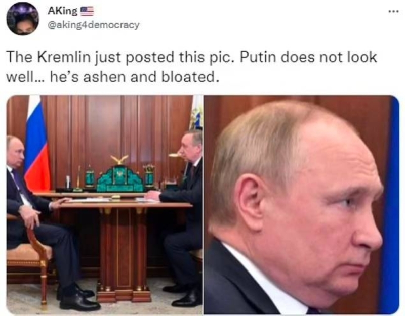 صحيفة بريطانية شهيرة  تنشر أحدث صورة  للرئيس الروسي .. وتعلق : بوتين لا يبدو على ما يرام .. إنه شاحب ومتورم!