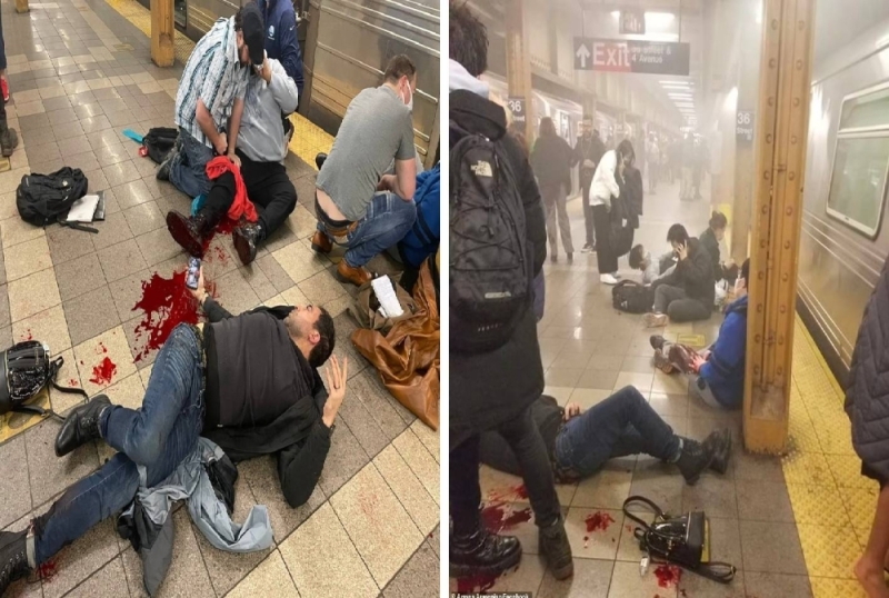 شاهد : تفجير قنبلة وهجوم مسلح على ركاب داخل محطة قطار في مترو بنيويورك .. والكشف عن عدد القتلى والمصابين