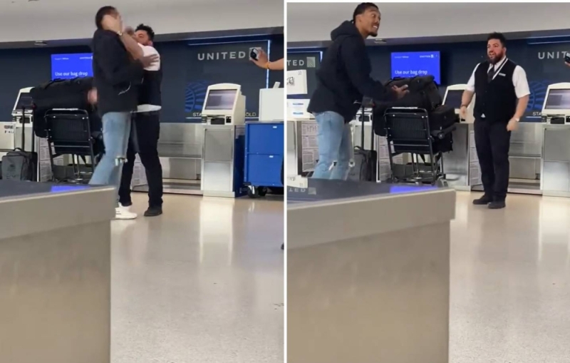 موظف في  مطار أمريكي يصفع مسافرا من أصل أفريقي على وجهه .. شاهد: ردة فعل الأخير المفاجئة