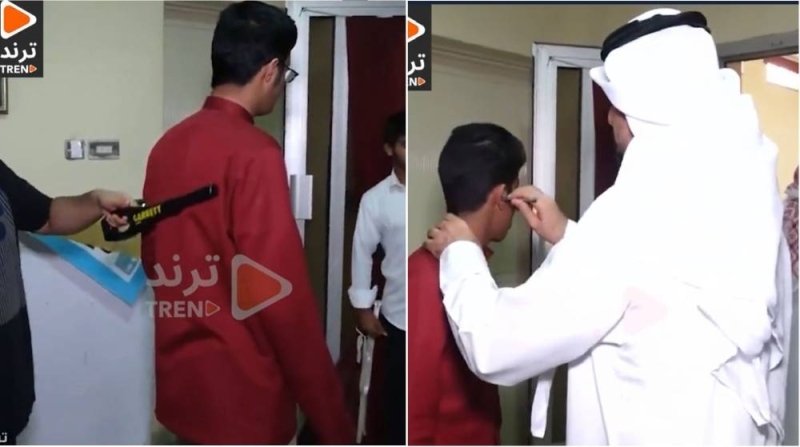 شاهد .. طريقة تفتيش طلاب الثانوية قبل دخولهم لقاعات الاختبارات في الكويت بعد تفشي ظاهرة الغش