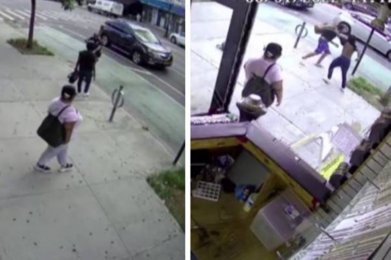  رجل يتعرض للطعن بسكين وسط أحد شوارع نيويورك.. وبعدما ركض تجاه سيارة هرباً من المعتدي كانت المفاجأة _فيديو 