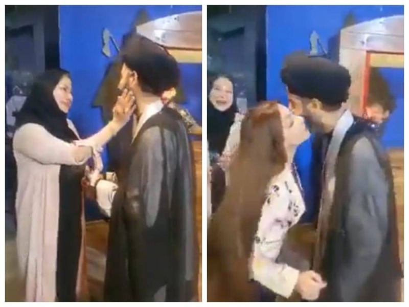 شاهد .. رجل دين شيعي بارز يقبل ويصافح النساء في العراق  … ويرحب : "وشلونك حياتي "