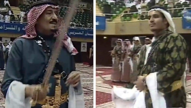 شاهد.. تداول فيديو قديم لخادم الحرمين وولي العهد يؤديان العرضة السعودية