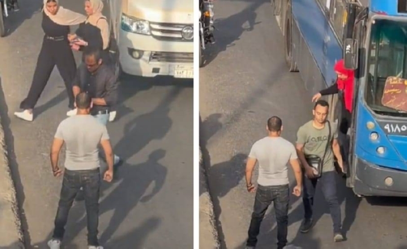 شاهد..معضل مصري يقوم بتصرفات غريبة أمام المركبات وسط شارع في القاهرة