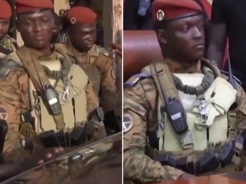 شاهد: أول ظهور للقائد العسكري الذي نفذ الانقلاب في "بوركينا فاسو‬⁩ " وتعيينه رئيسا للبلاد 