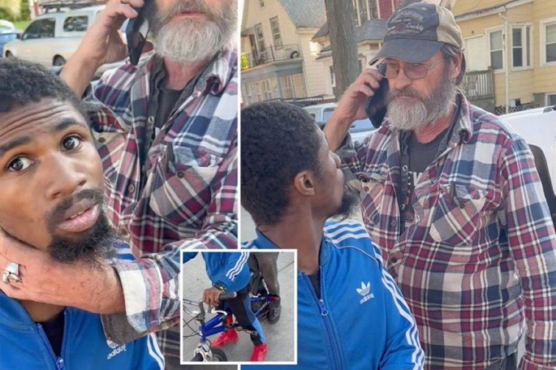 شاهد.. مُسن أمريكي «يخنق» شاب  من أصول أفريقية  في وسط الشارع