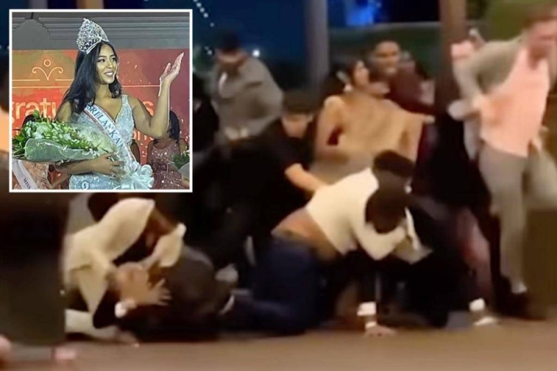 شاهد.. مشاجرة عنيفة بين عدد من الأثرياء  أثناء مسابقة لملكات جمال في نيويورك