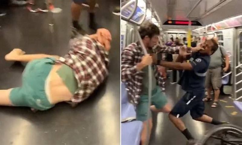 شاهد .. معركة شرسة بين أمريكيين أحدهما من أصل إفريقي داخل مترو في نيويورك