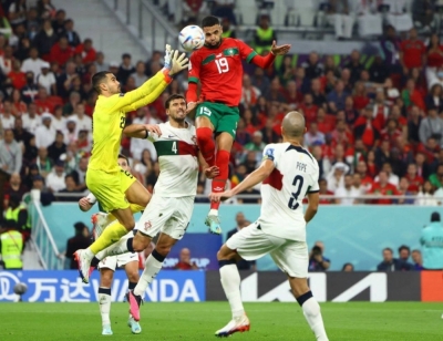 Watch.. the Moroccan player's jump " Youssef Al-Nusairi"  That stunned football fans and scored the winning goal against Portugal