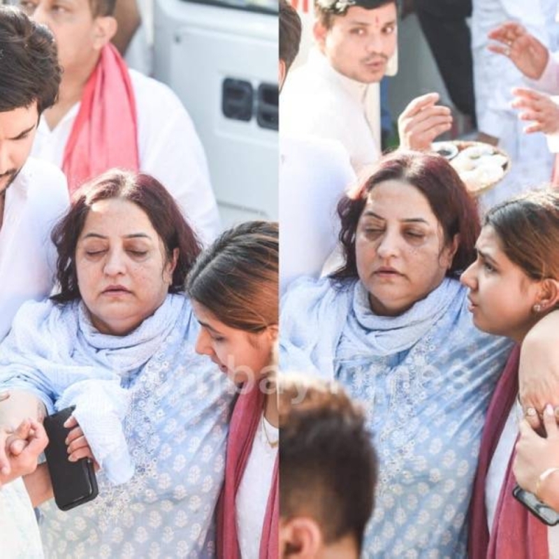 شاهد: انهيار والدة الفنانة الهندية " تونيشا شارما" أثناء حرق جثمان ابنتها بعد انتحارها أثناء تصوير مسلسل