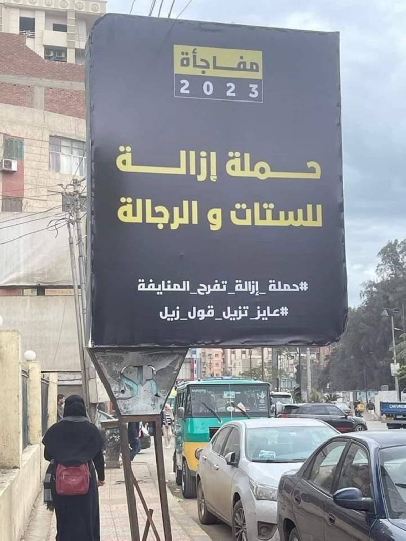  شاهد: لافتات "إزالة الستات والرجالة" تثير ضجة في مصر 