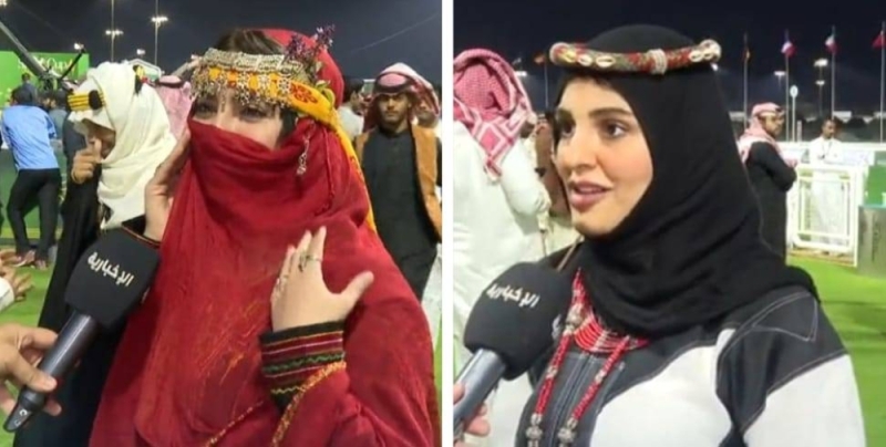 شاهد.. فتاتان تكشفان سبب مشاركتهما في كأس السعودية بالزي التراثي