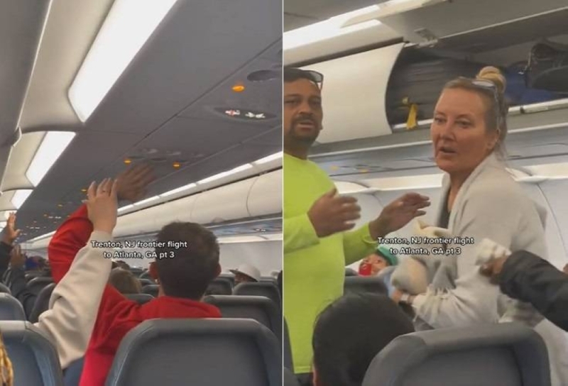 شاهد:  إخراج  امرأة "مزعجة" من طائرة  أمريكية بعد تصويت الركاب بطردها