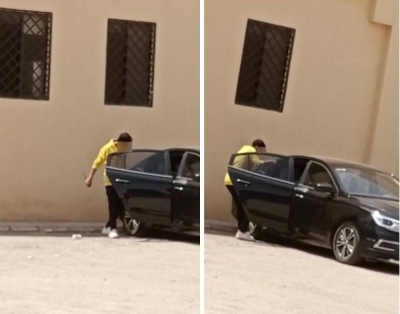 Watch.. A shabu addict surprises a driver and assaults him with 12 stab wounds in front of a school in Riyadh