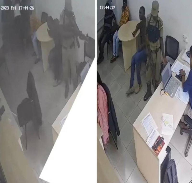 شاهد: شرطي يطلق النار من سلاح رشاش على الموظفين داخل بنك في أوغندا