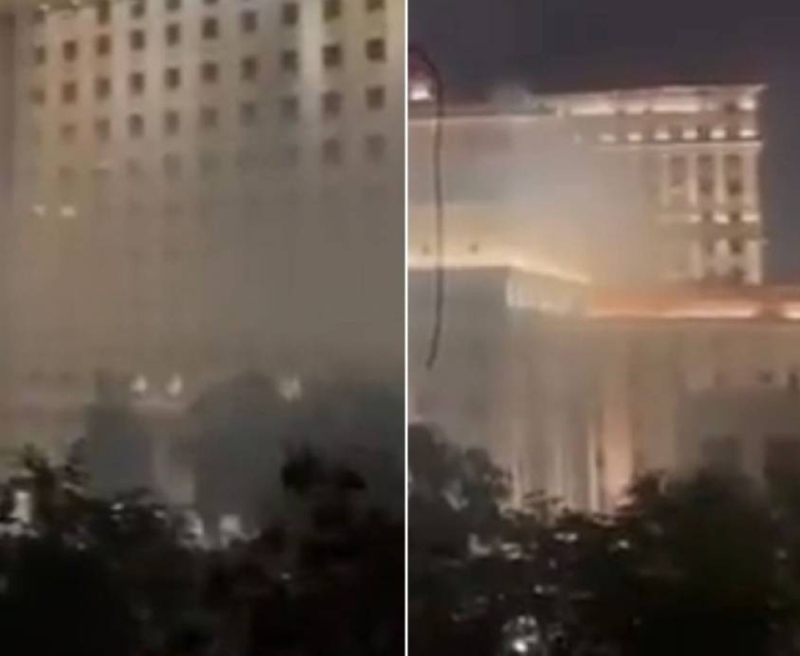 شاهد .. اندلاع حريق في مبنى وزارة الدفاع الروسية