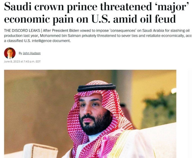 وثيقة مخابرات أمريكية سرية : الأمير " محمد بن سلمان"  هدد واشنطن بـ"ألم اقتصادي كبير" ردا على تهديدات بايدن للمملكة