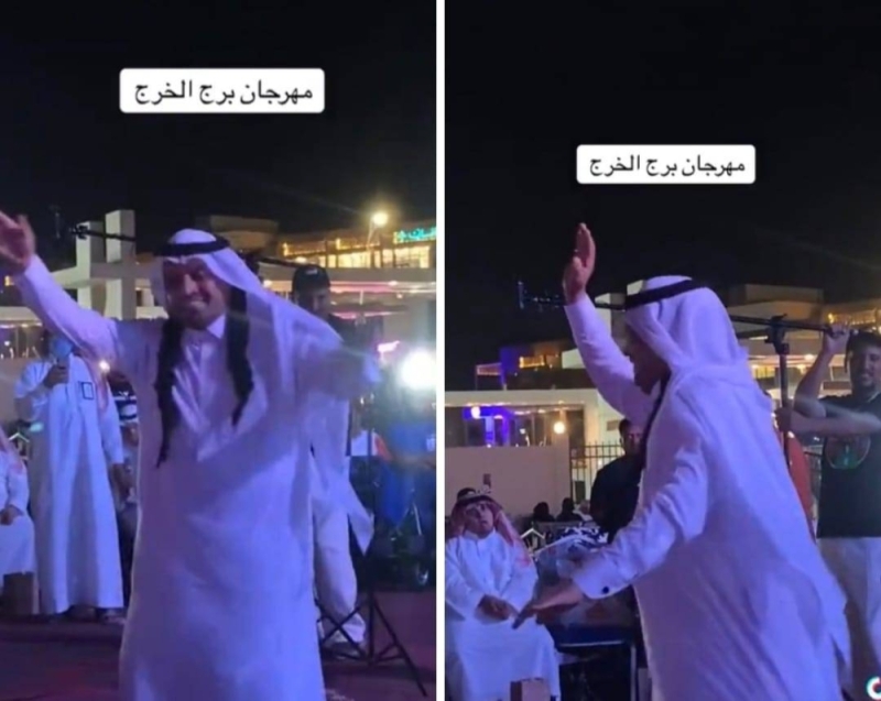 شاهد: مواطن  يتفاعل مع أغنية شعبية و يرقص بحماس في  مهرجان الخرج