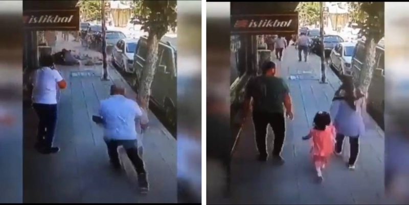 شاهد: لحظة سقوط قطع خرسانية فوق طفلة وأسرتها أثناء مرورهم بجانب مبنى في تركيا