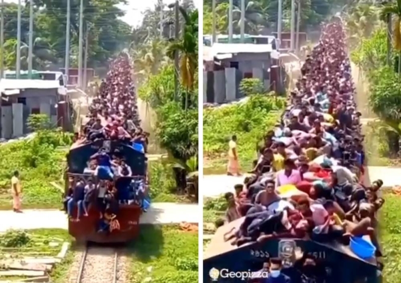 شاهد .. أغرب قطار ينقل المسافرين في بنجلاديش