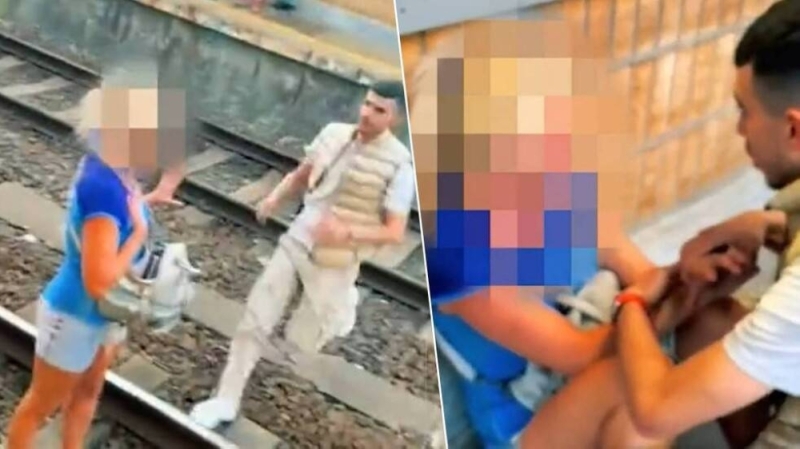 كانت تحاول الانتحار.. شاهد.. شاب جزائري ينقذ فتاة قبل أن يدهسها القطار بلحظات في بلجيكا