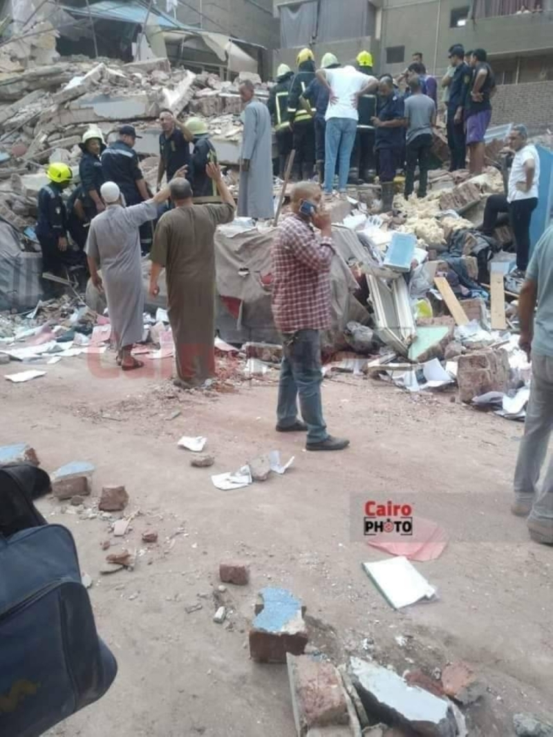 شاهد.. انهيار  عقار بحدائق القبة في القاهرة . . والكشف عن عدد القتلى والمصابين