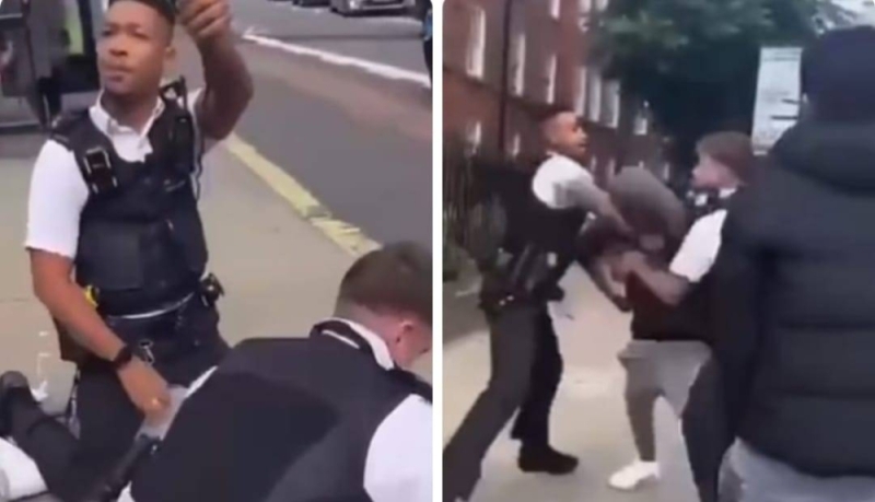 شاهد: شرطي بريطاني يعتدي بوحشية على شخص أثناء القبض عليه وسط شارع بلندن