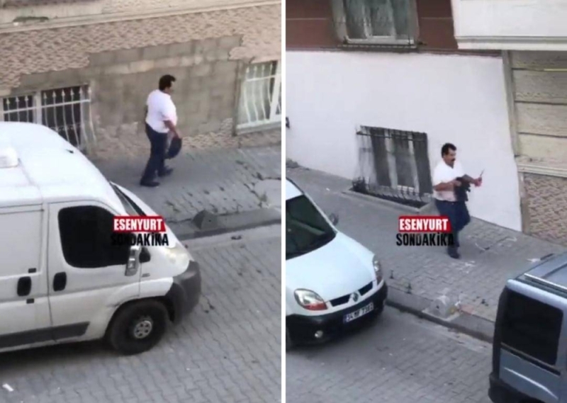 شاهد.. تركي ملطخ بالدماء يهرب من منزله بعد قتل زوجته أمام أطفاله في إسطنبول