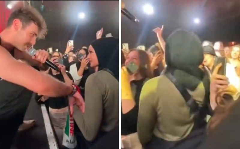 بعد انتقادها لحفلات موسم الرياض..  شاهد: مشهورة فلسطينية تحمل العلم الفلسطيني وترقص وتغني في حفل موسيقي عام