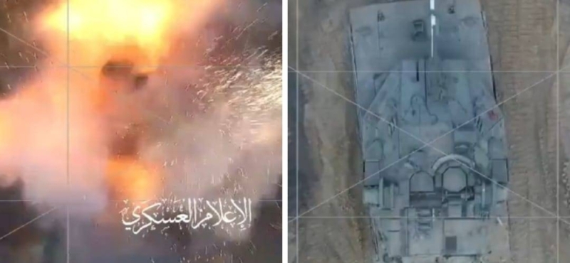 بالفيديو.. لحظة تدمير دبابة إسرائيلية  بصاروخ على يد مسلحين فلسطينيين شرقي غزة