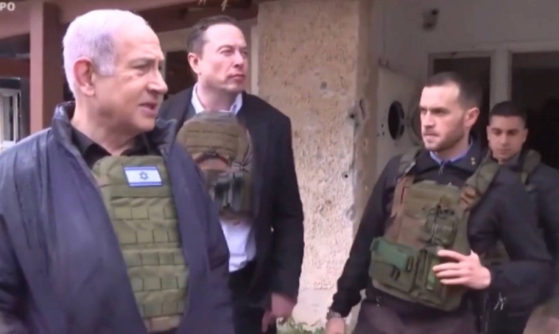 شاهد.. إيلون ماسك يرافق نتنياهو في جولة داخل  المناطق التي شهدت  هجوم حماس في 7  أكتوبر