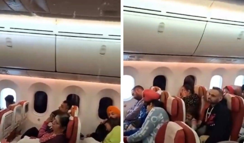 شاهد:  تسرب  المياه من سقف طائرة هندية على الركاب أثناء تحليقها في الهواء