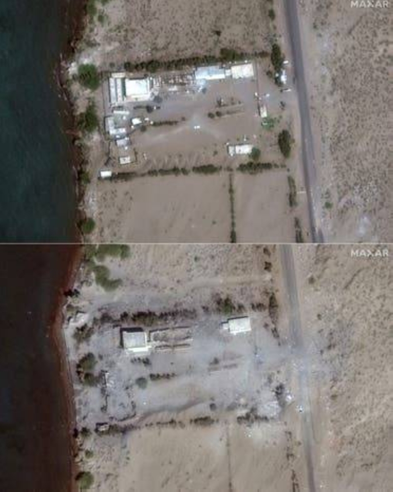 شاهد.. صور بالأقمار الصناعية تكشف حجم الدمار الذي أحدثته الغارات الأميركية البريطانية بقواعد الحوثي العسكرية