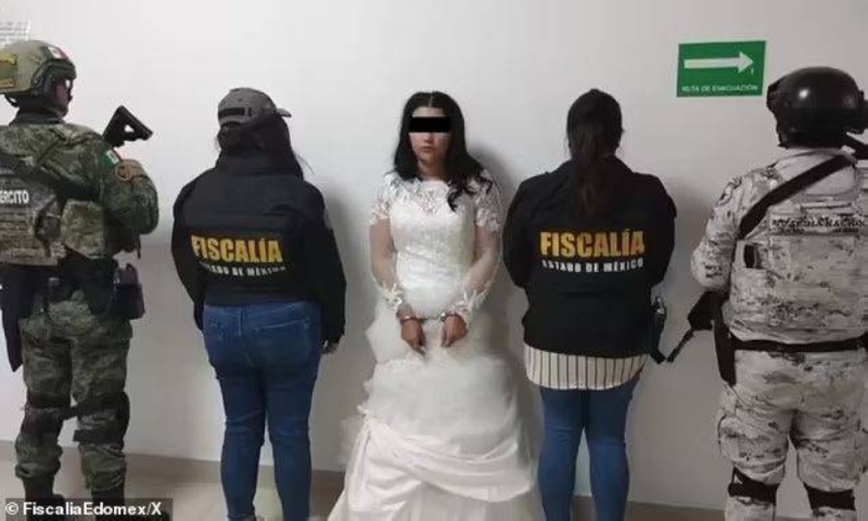 الكشف عن  سر صورة العروس المكبلة المثيرة للجدل بعد القبض عليها في حفل زفاف بالمكسيك