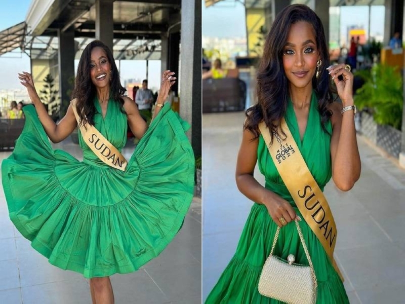 شاهد: فتاة " سودانية " تشارك في  مسابقة ملكة جمال العالم  وترد على انتقادات ملابسها في المنافسة