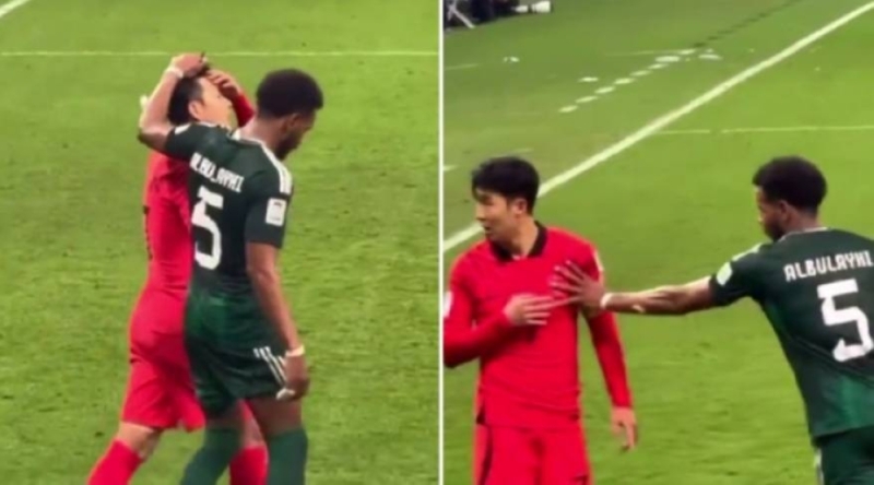 شاهد.. علي البليهي يدفع لاعب كوريا الجنوبية "سون" ويشد شعره أثناء المباراة