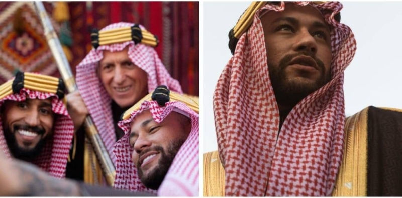 شاهد.. نيمار يرتدي الزي السعودي ويشارك في احتفالات يوم التأسيس