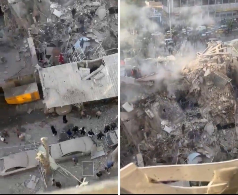 شاهد:فيديو جديد لحجم الدمار الذي لحق بالقنصلية الإيرانية وسط العاصمة السورية بدمشق