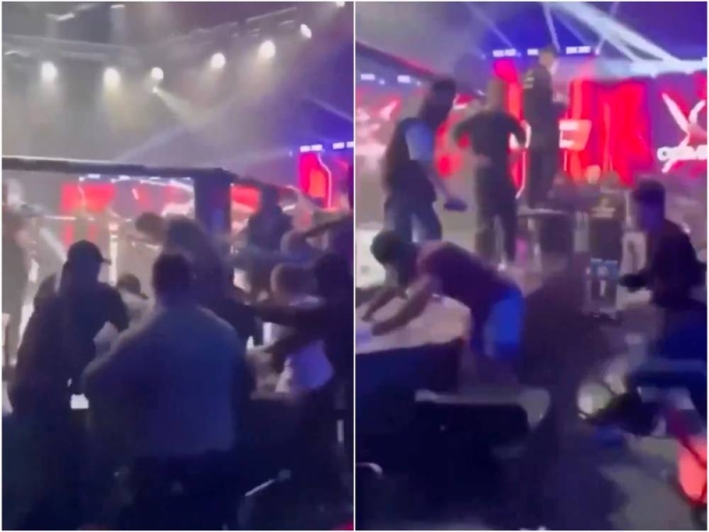 شاهد لحظة اعتداء الجمهور الروسي على مصارع إيراني بعد ضربه فتاة داخل الحلبة بسبب ملابسها