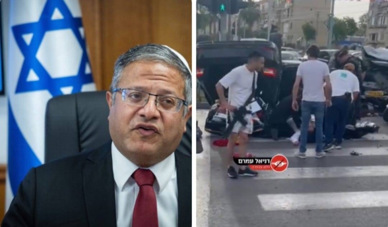 شاهد.. إصابة وزير الأمن القومي الإسرائيلي "بن غفير" بعد انقلاب مركبته ونقله إلى المستشفى