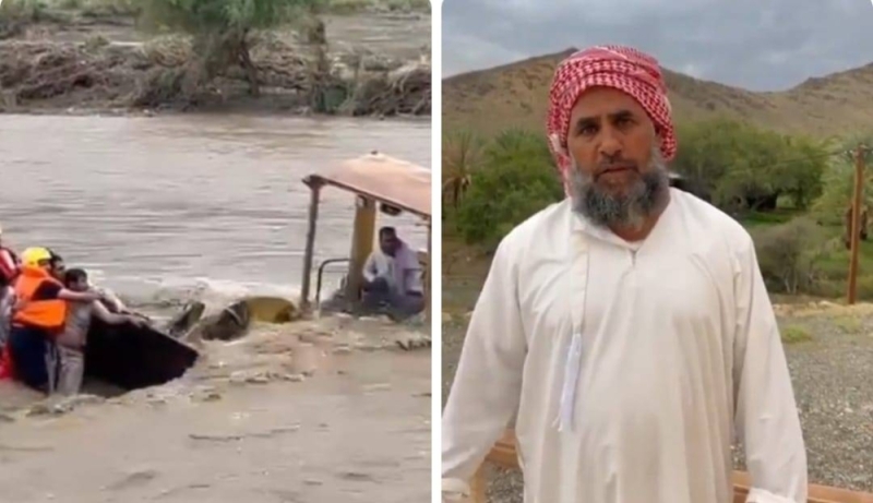 بالفيديو.. أول تعليق من سائق الشيول الذي أنقذ شبان بعدما علقوا وسط السيل في وادي جعبة ببيشة