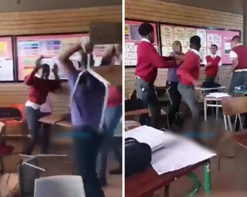الطالب وجه له لكمة خاطفة والمعلم ضربه بالكرسي .. شاهد: مشاجرة عنيفة بين معلم أمريكي وطالب داخل الفصل