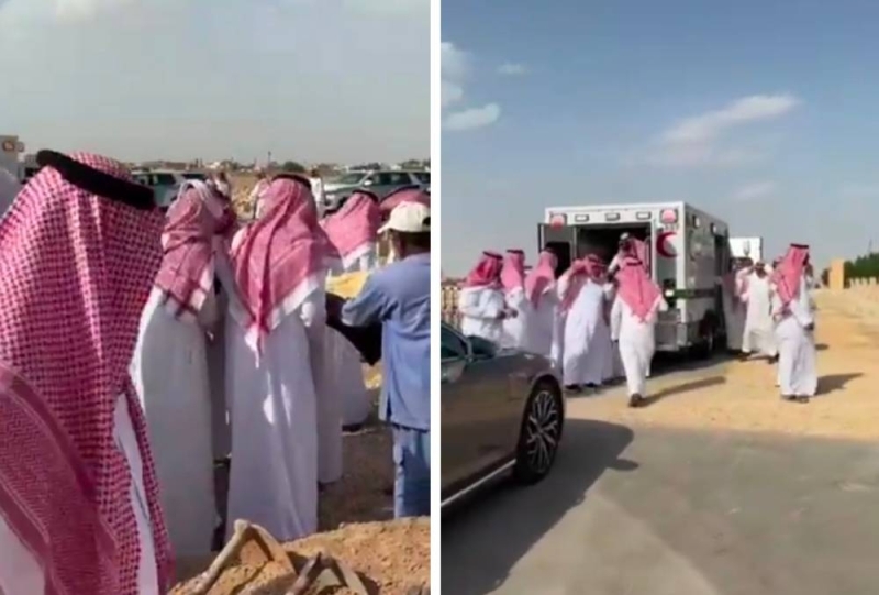 شاهد: لحظة وصول جثمان الأمير ⁧‫بدر بن عبدالمحسن‬⁩ إلى مقبرة ⁧‫العود‬⁩ بالرياض