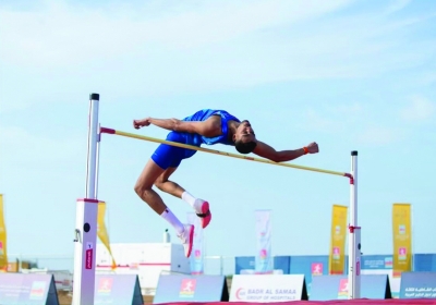 خالد المسعد خلال منافسات الوثب العالي