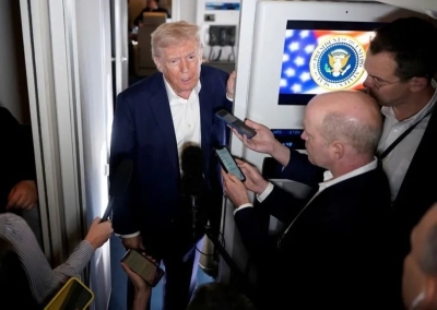 الرئيس الأميركي دونالد ترامب في تصريح للصحافيين