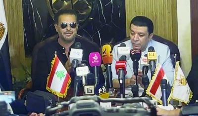 مصطفى كامل وراغب علامة خلال المؤتمر الصحافي