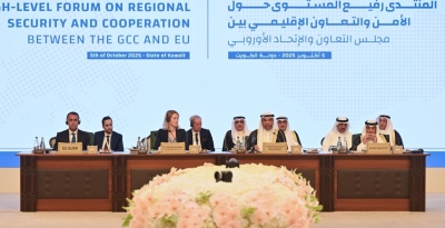 وزير الخارجية عبدالله اليحيا خلال المنتدى (تصوير أسعد عبدالله)