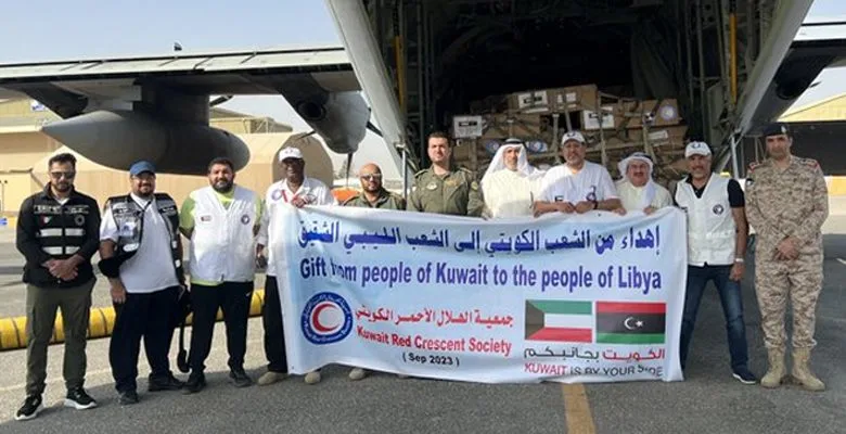 إقلاع طائرة الإغاثة الرابعة من الجسر الجوي الكويتي إلى ليبيا بـ 10 أطنان من المواد الإغاثية والطبية