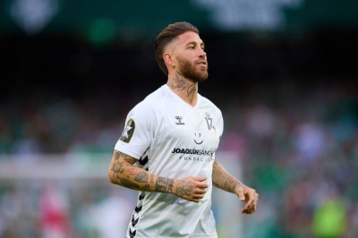 SEVILLE, SPAIN - JUNE 06: Sergio Ramos looks on during Joaquin Sanchez Tribute Match at Estadio Benito Villamarin on June 06, 2023 in Seville, Spain. oaquin Sanchez played 14 seasons at Real Betis (Photo by Fran Santiago/Getty Images)